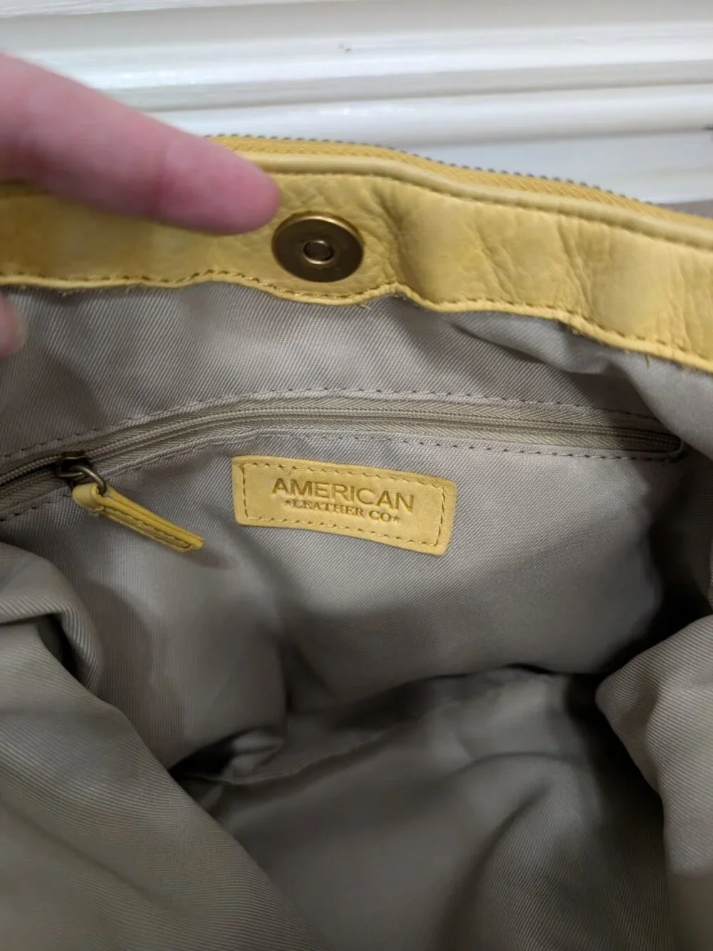 American Leather Co. Yellow Leather Crossbody Hobo Bag